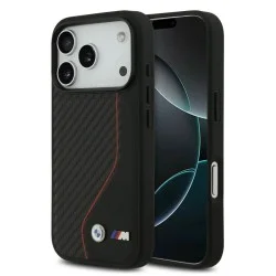 Bmw Iphone 17 Pro Case - Carbon With Color Stitching - Black And Red